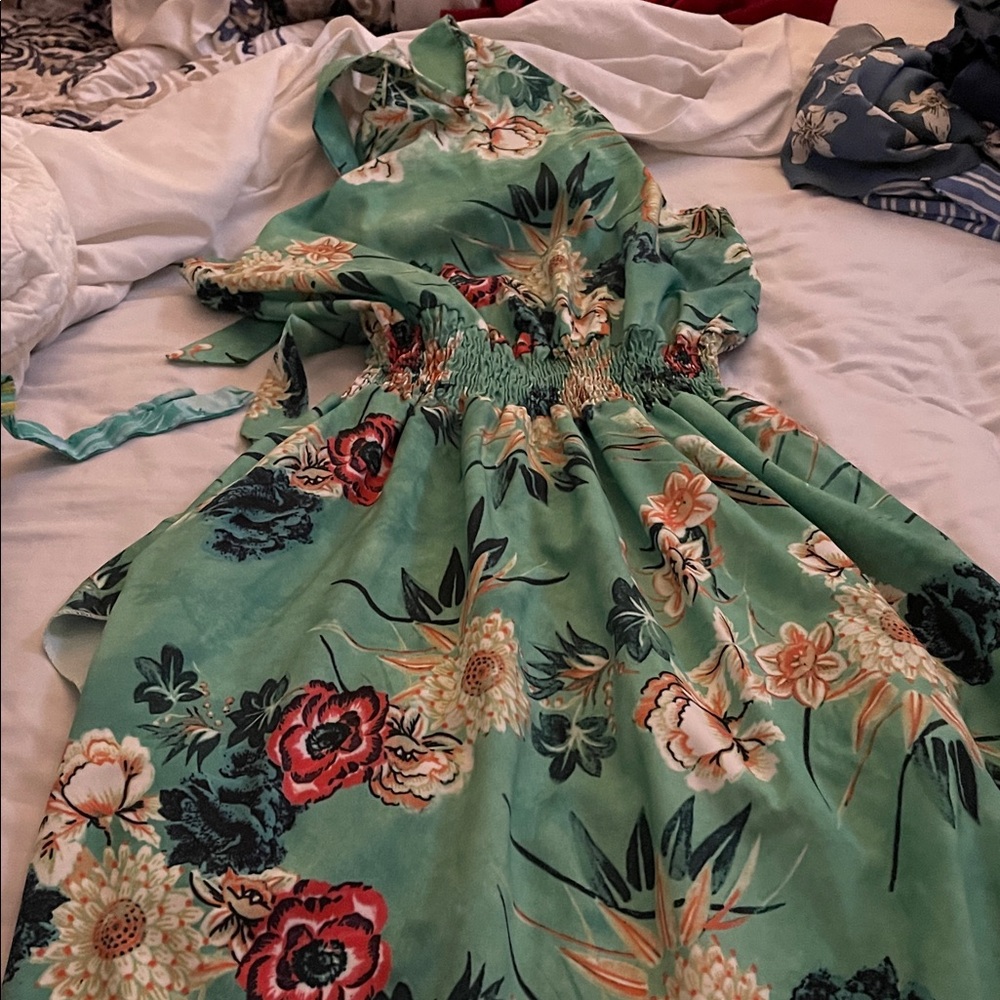Floral Green Maxi Dress